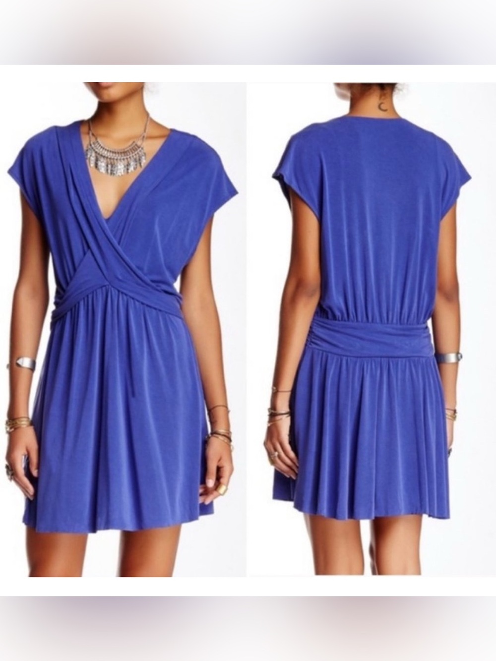 Free People Criss Cross Mini Dress Cobalt Blue Size Small